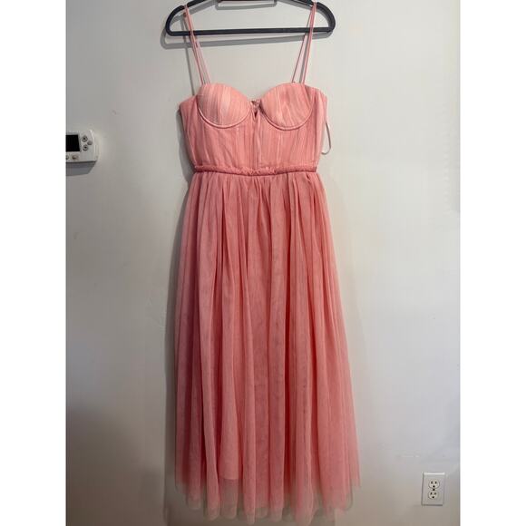 NWT Sau Lee Selina Tulle Bustier Fit & Flare Midi Dress Pink & Blush Womens US 8 - Picture 2 of 7
